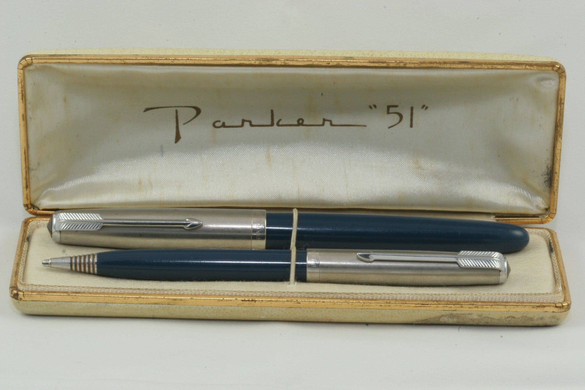 Parker 51 Aerometric Teal Blue Pen/Pencil Set Completely Restored & Working